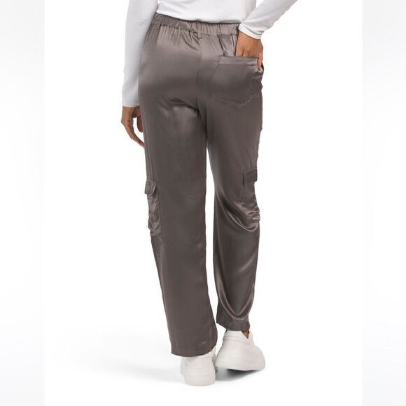 YOUNG FABULOUS & BROKE Finley Satin Cargo Pants Grey S NWT - Picture 3 of 10